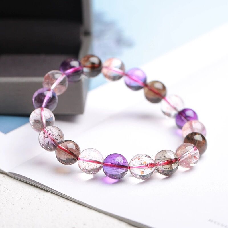 Natural Crystal Super Seven Bracelet for Women Three-round Backbone Crystal Loose Beads Strawberry Crystal Beads Super Seven Crystal Bracelet for Men