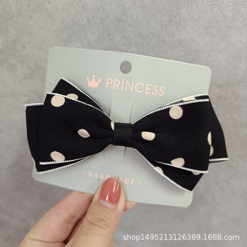 French elegant simple adult back head hairpin black dot bow spring clip ponytail clip hairpin hair accessories French elegant simple adult back head hairpin black dot bow spring clip ponytail clip hairpin hair accessories
