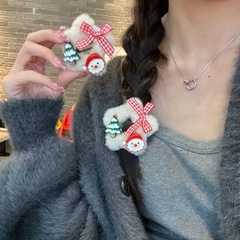 秋冬新作ヘアアクセサリー クリスマス風漫画風ぬいぐるみ高級感ヘアクリップ 女性用BBクリップ ヘアピン サイドクリップ 前髪クリップ
