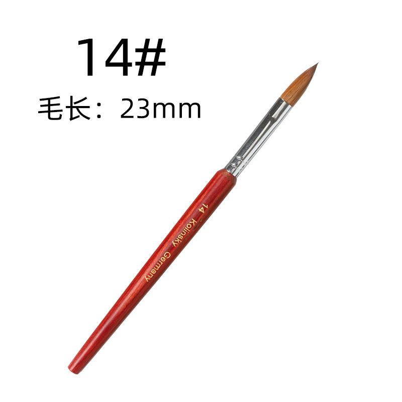 Cross-border puro pelo de visón arte de uñas cristal pluma Kolinsky cepillo de madera roja varilla siberiano tallado visón cepillo de pelo