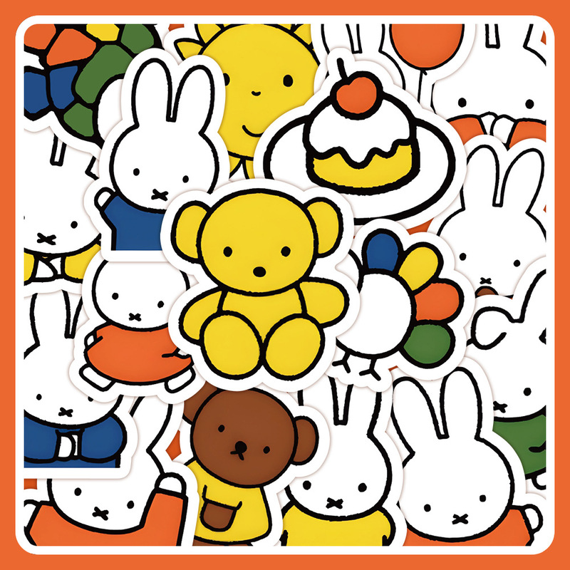 60 Pieces of Miffy Rabbit Cartoon Stickers DIY Suitcase Stationery Box Scooter Waterproof Stickers Wholesale