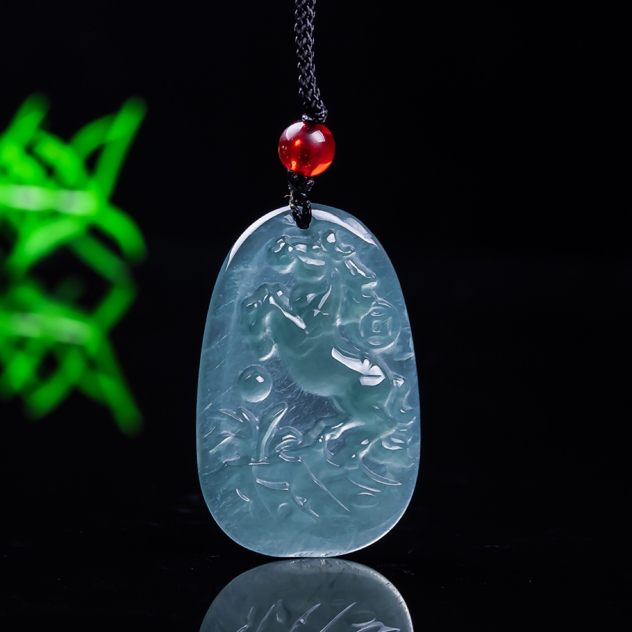 天然a货翡翠挂件冰种男士女款马到成功玉坠吊坠玉佩珠宝玉器批发