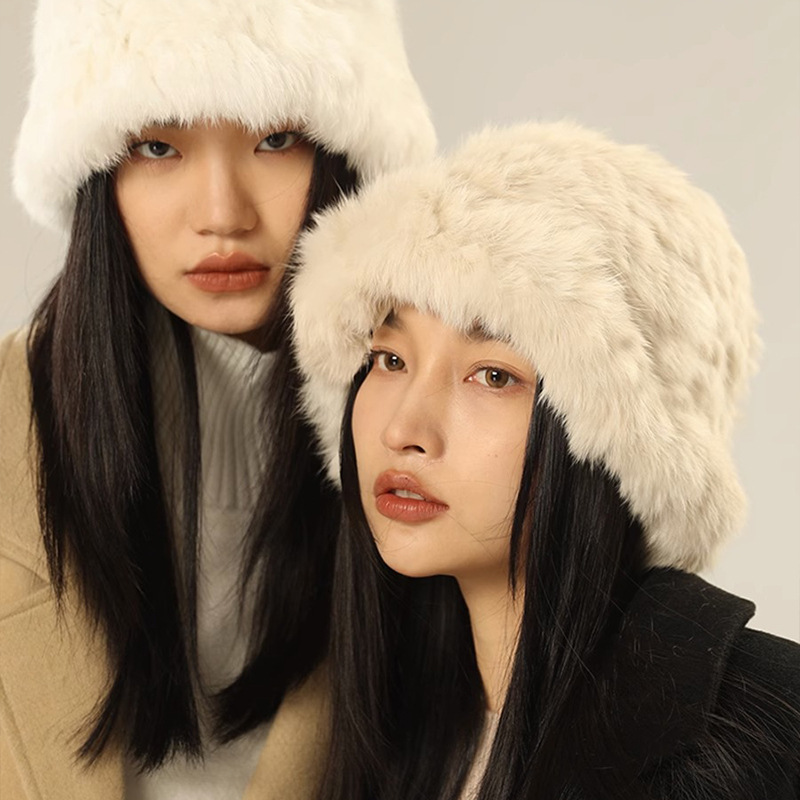 Furry fedora hatt dam höst vinter varma öron läder_voghion.com