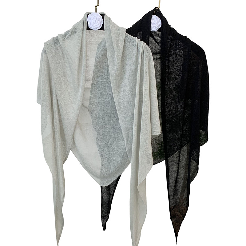 Bufanda triangular babero femenino nuevo estilo todo fósforo color sólido cuello bufanda fina habitación con aire acondicionado chal de punto con tirantes