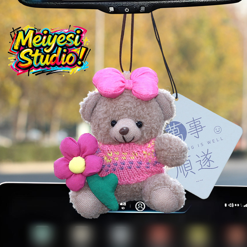 Pequeño oso de peluche colgante de automóviles colgante de automóviles colgante de automóviles espejo retrovisor colgante de automóviles adornos perfumados joyas mujeres
