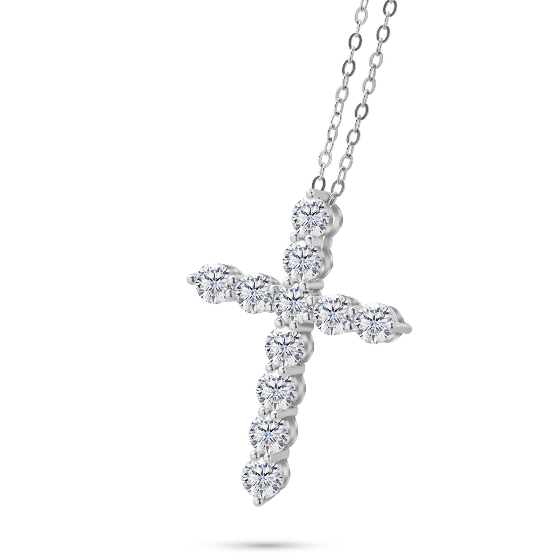 3mm - 4mm collar de cruz de color azul de piedra de mozanita de plata esterlina de lujo ligero collar clavícula colgante de cruz