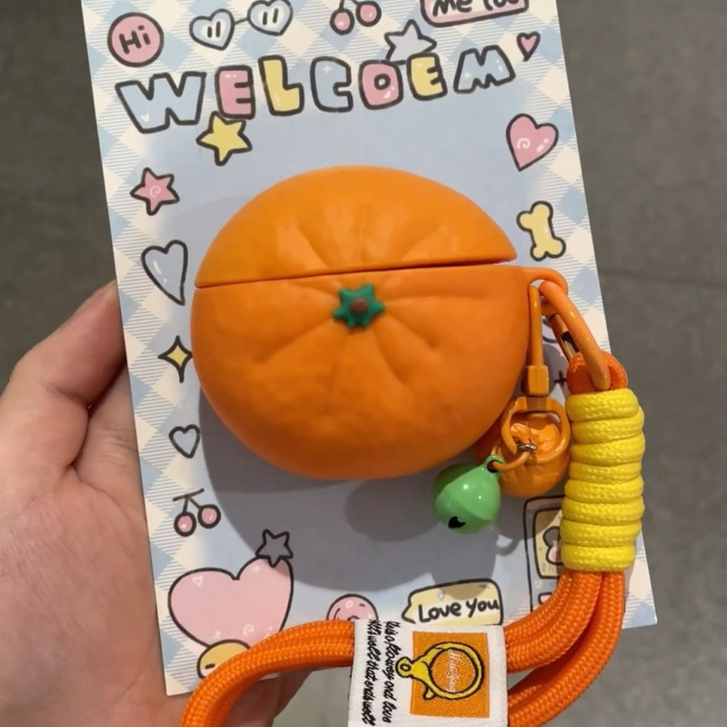 Cross-Border Realistic Orange Airpodspro3 Generation 3 Protective Case Suitable for Apple 2/3/4 Generation Bluetooth Earphones Silicone Case