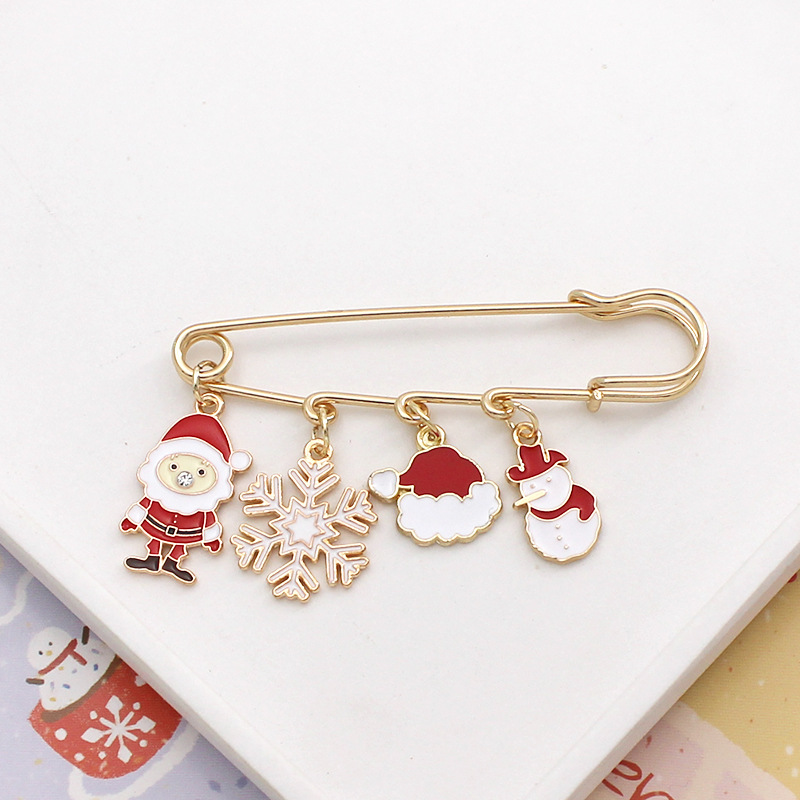 Broche en métal de la série de Noël, badge de dessin animé du Père Noël, accessoires vestimentaires, badge cadeau de Noël_voghion.com
