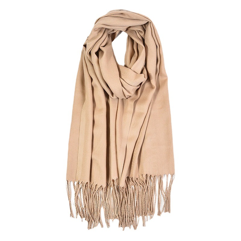 Imitation Cashmere Scarf for Women, Korean Style, Autumn and Winter, High-End Feel, Cross-Border, Solid Color Neck Warmer, Men's Warm Tassel Shawl, Wholesale