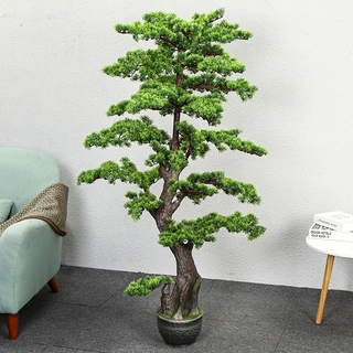 人造仿真迎客松罗汉松假树造景装饰大型仿真绿植室内客厅绿植盆栽