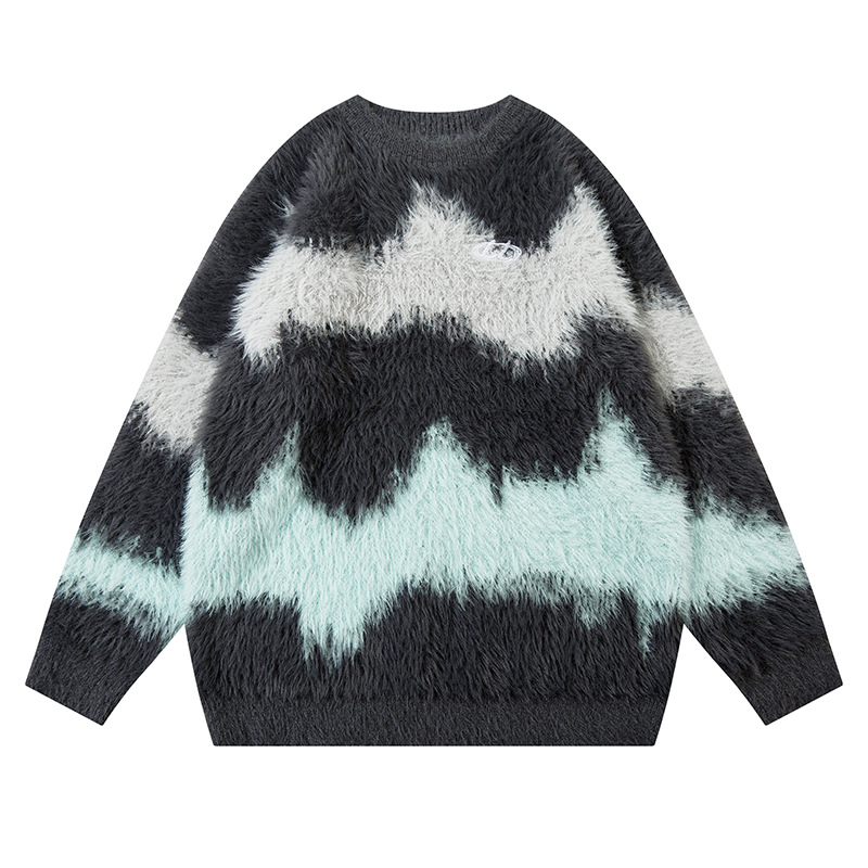 Herrenbekleidung Neue Herbst- und Wintermodemarke Langarmpullover mit Farbverlauf Lazy Wave Striped Strickoberteile für Herren und Damen_voghion.com