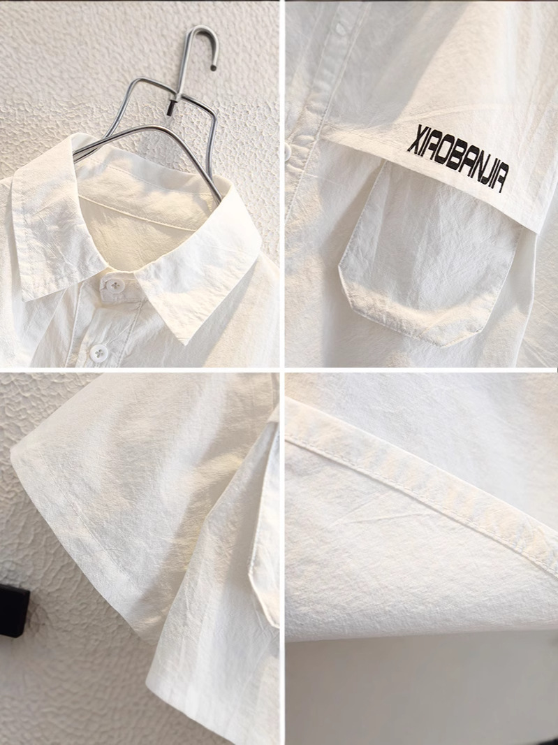 8024 camisa blanca de manga corta para niños verano 2025 nuevo estilo chico guapo y moderno vestido de verano para niños guapo top guapo