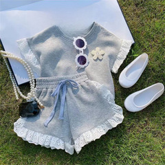 女童套裝夏季2023 新款韓版兒童夏裝衣服寶寶洋氣運動