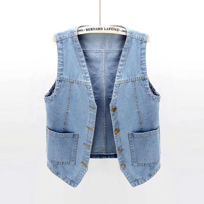 Spring and Summer Versatile Denim Vest for Women, Short Loose Korean Style Bf Sleeveless Jacket, Vest, Waistcoat, Student Trend