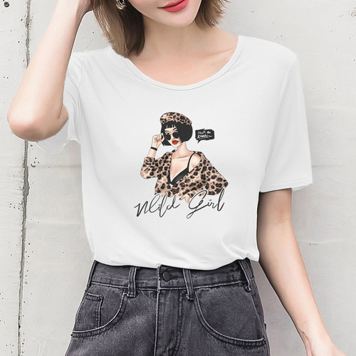 Hip-hop style girl heat transfer printing on clothing and accessories using VOGUE beauty copperplate printing stickers