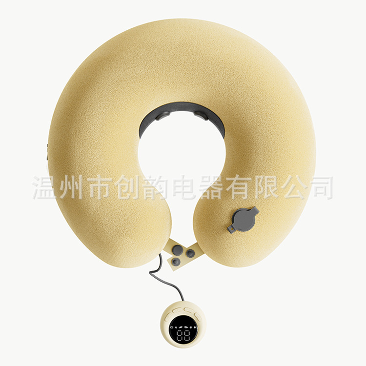充气按摩旅行枕电动U型枕智能脉冲便携护颈枕长途飞机睡觉靠脖枕|undefined