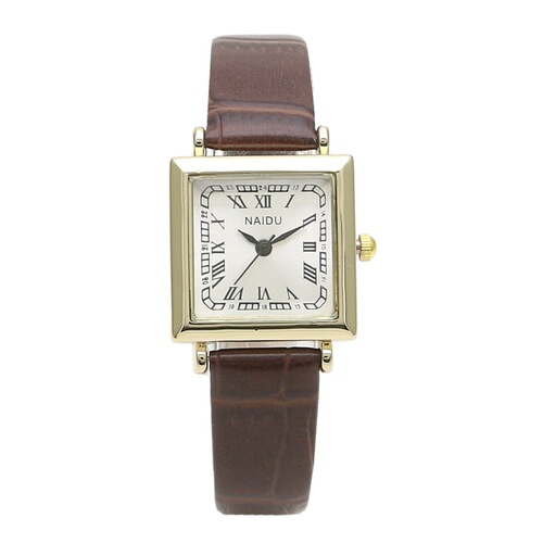 Square Japanese and Korean Roman scale women's watch gold case girls' exam watch fashion quartz watch ladies belt watch