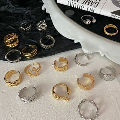 法式輕奢風個性金色戒指氣質奢華開口百搭食指指環經典小眾飾品