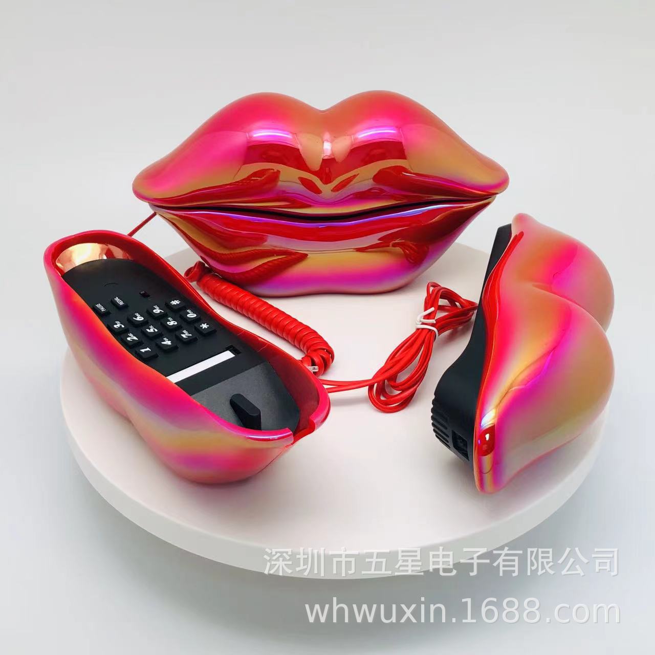 礼品电话机 七彩大红红唇电话机  欧式电话机 复古固定电话机