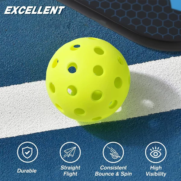 40/26-hole injection-molded TPE professional-grade pickleball, durable and impact-resistant for training, high elasticity, impact resistance, and stable flight