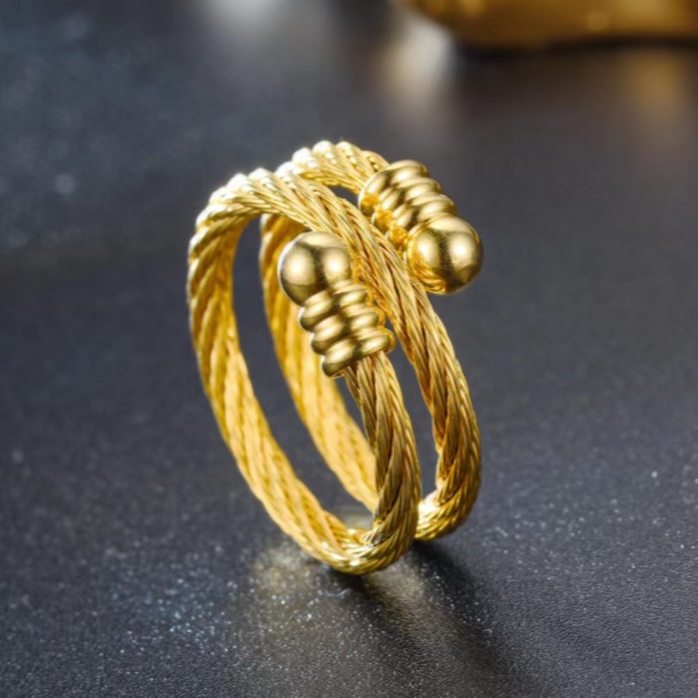Yunjin transfronterizo Amazon nuevo anillo de acero de titanio ajustable personalidad europea y americana estilo coreano nicho anillo de pareja image 4