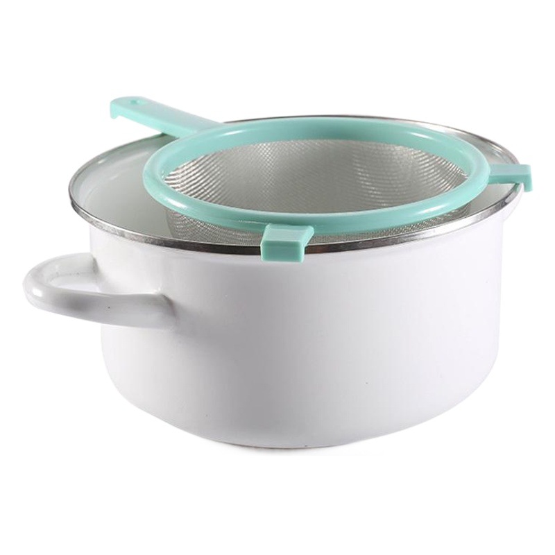 Suministro transfronterizo de comercio electrónico nueva pantalla de filtro de plástico taza de mano tamiz de harina malla doméstica cocina para hornear