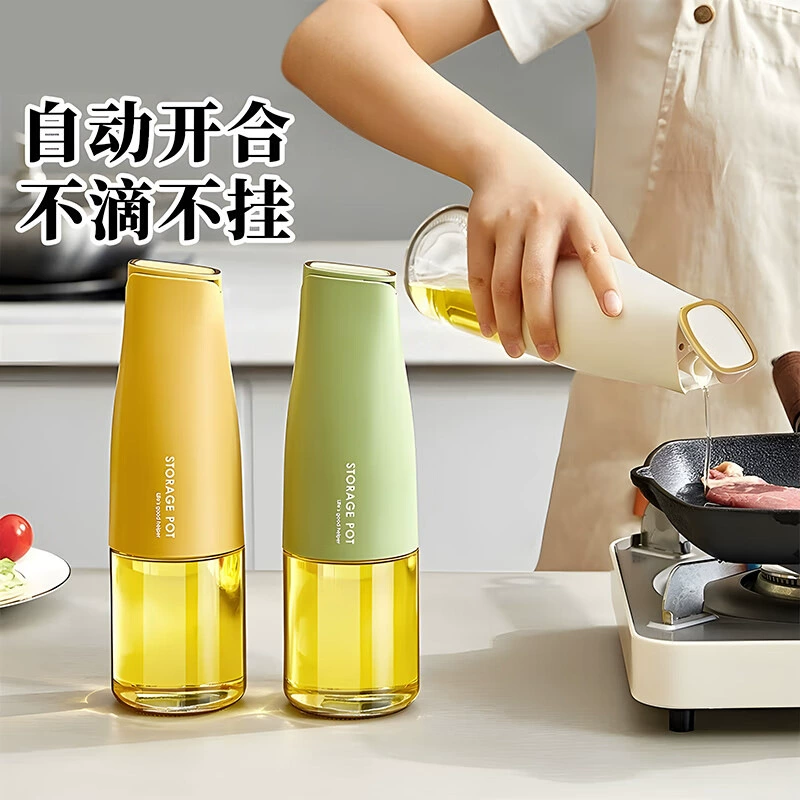 Бытовой стеклянный масляный горшок, кухонный гравитационный автоматический открывание и закрывание масляной бутылки, бутылка для соевого соуса, бутылка для приправ, бутылка для уксуса, банка для приправ, 500 мл
