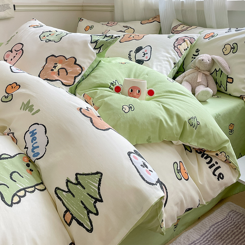 Cubierta de edredón de algodón de dibujos animados para estudiantes de una sola pieza de algodón puro 150x200x230 cubierta de edredón dormitorio individual 1.5 pieza de cuatro piezas