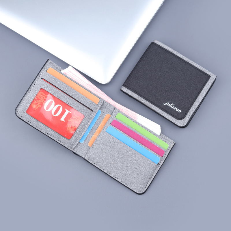 Cartera de lona billetera de los hombres titular de la tarjeta de clip corto para hombres titular de la tarjeta anti-desgaussing integrado