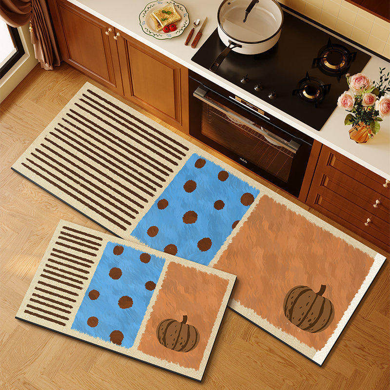 American retro cocina alfombra de suelo de absorción de agua alfombra de suelo de puerta de aceite dos piezas conjuntos de alfombra antideslizante resistente al desgaste fácil de cuidar
