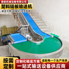 柔性塑料链板输送机灌装生产环形S型输送机直播转弯输送机流水线