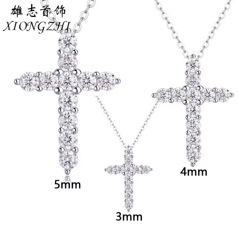 Трансграничный 925 стерлингового серебра Крест Мосанг бриллиантовое ожерелье женский pt950 платиновый высокий смысл
