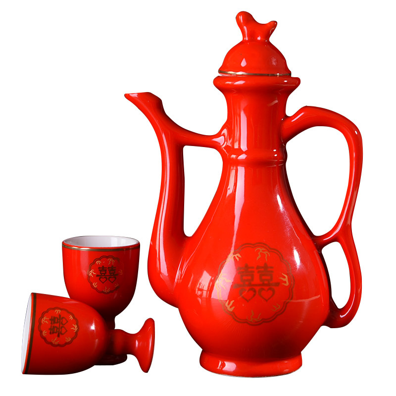 Nudo suministros de la boda tostada copa banquete de boda copa de boda traje de olla de vino chino boda pareja mano taza copa de vino