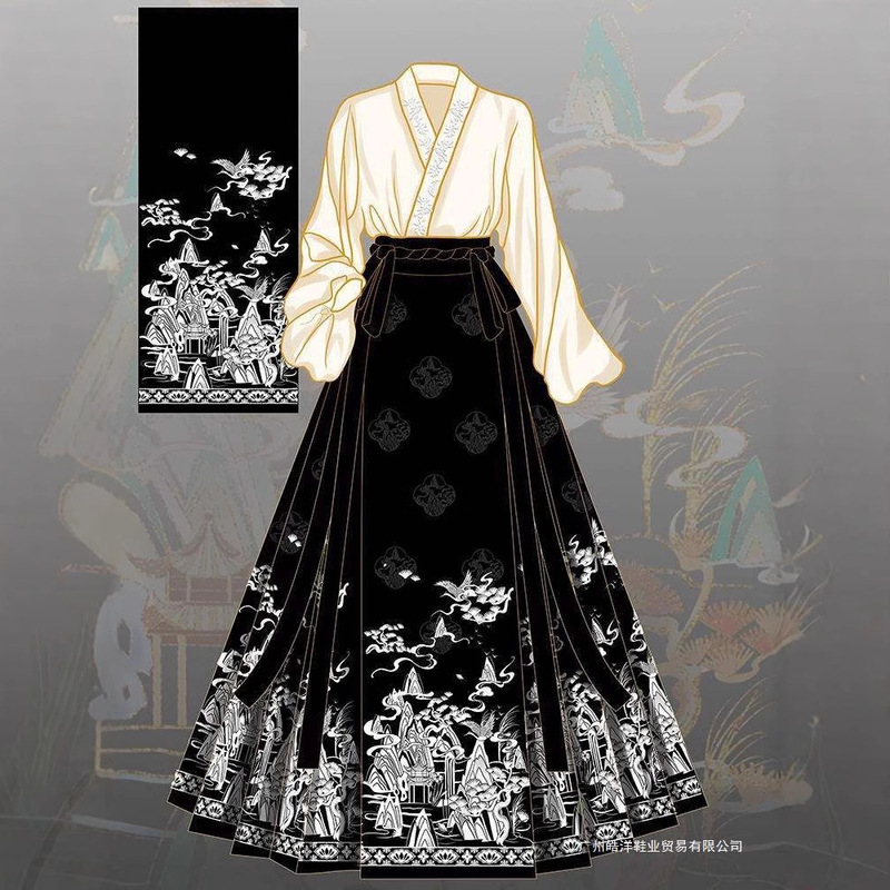 New Chinese Style Suit 2025 New Han Dynasty Women's Horse Face Skirt Complete Set Elegant Chinese Style Ancient Costume