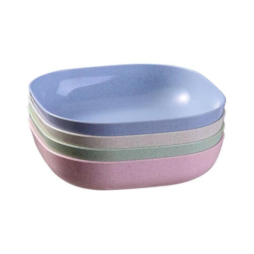 Wheat Straw Boneless Plate Household Restaurant Fruit Plate Dining Table Waste Plate Round Deepened Plastic Plate Factory Wholesale