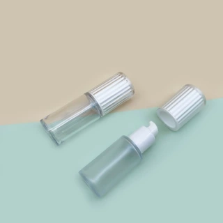 厂家线条盖PET护肤塑料粉底液瓶按压乳液瓶透明30ml