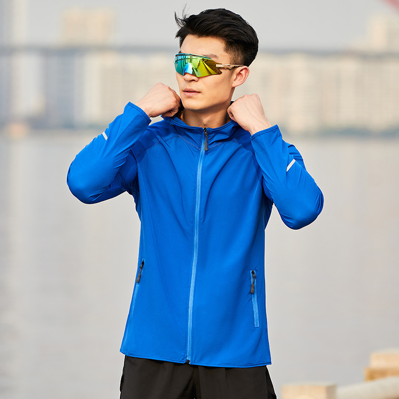 クロスボーダー男性と女性のランニングウインドブレーカー、アウトドアスポーツフード付きジャケット、軽量で通気性のある長袖カジュアルジッパーシャツ、カスタマイズ可能|undefined