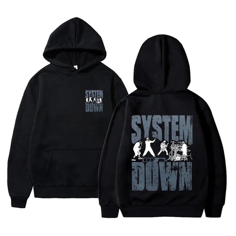 【Cross-Border European Size】90S Retro Rock Band Style Down-Printed Hoodie Suitable for Both Men and Women