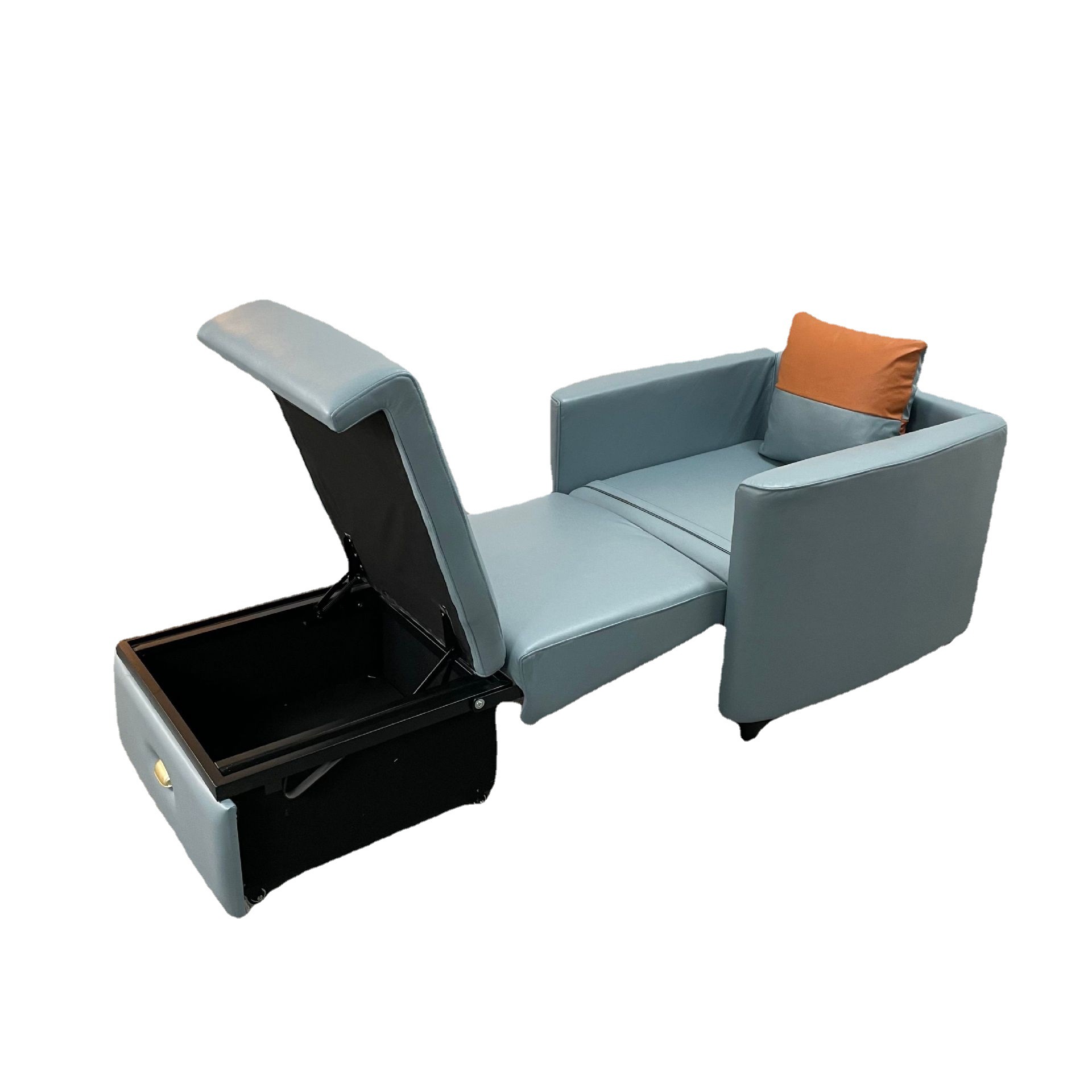 Almacenamiento plegable multifuncional de una sola persona balcón sofá cama de almuerzo tecnología tela de cuero silla de acompañamiento médico