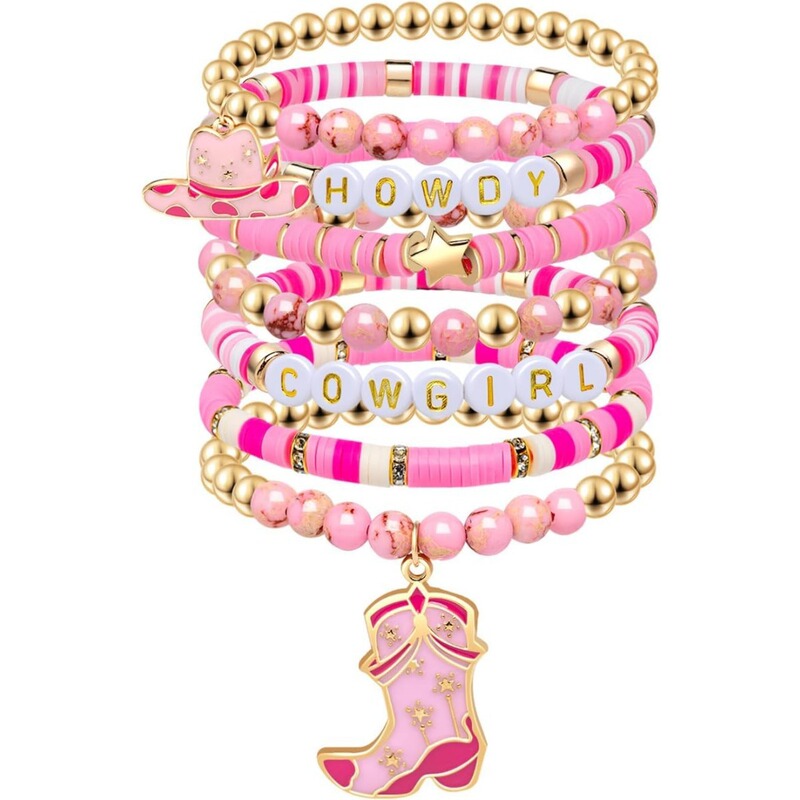Amazon's New Fashionable Western Cowgirl Multi-Layered Elastic Soft Clay Bracelet Set Cross-Border Stackable Jewelry