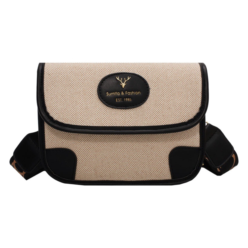 Bolsa de lona simple para mujer 2022 otoño nuevo hombro pequeño bolso cuadrado popular correa de hombro ancha contraste color retro bolsa de mensajero
