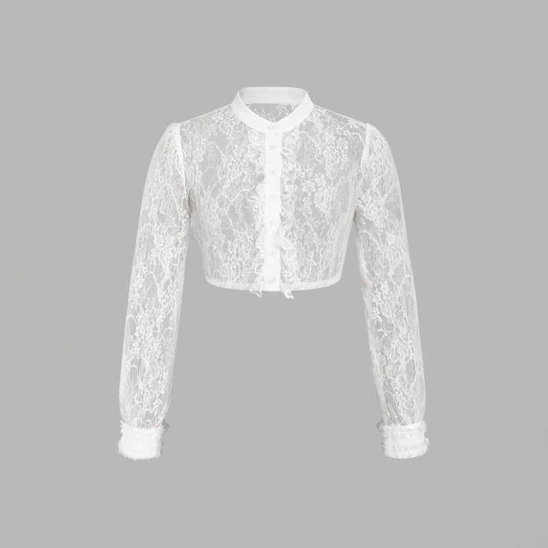 Germany Munich Festival 2026 Spring and Autumn New Bavarian Oktoberfest Women's Sheer Lace Cropped Top Germany Munich Festival 2026 Spring and Autumn New Bavarian Oktoberfest Women's Sheer Lace Cropped Top