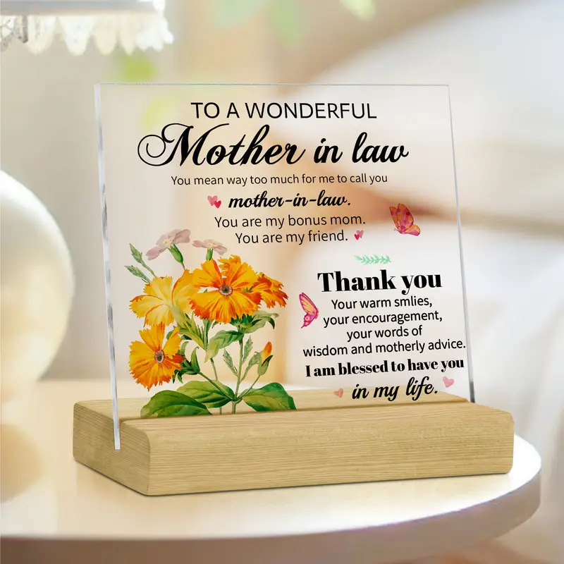 跨境亚克力摆件桌面带木质底座摆台工艺品情人节母亲节父亲节礼品