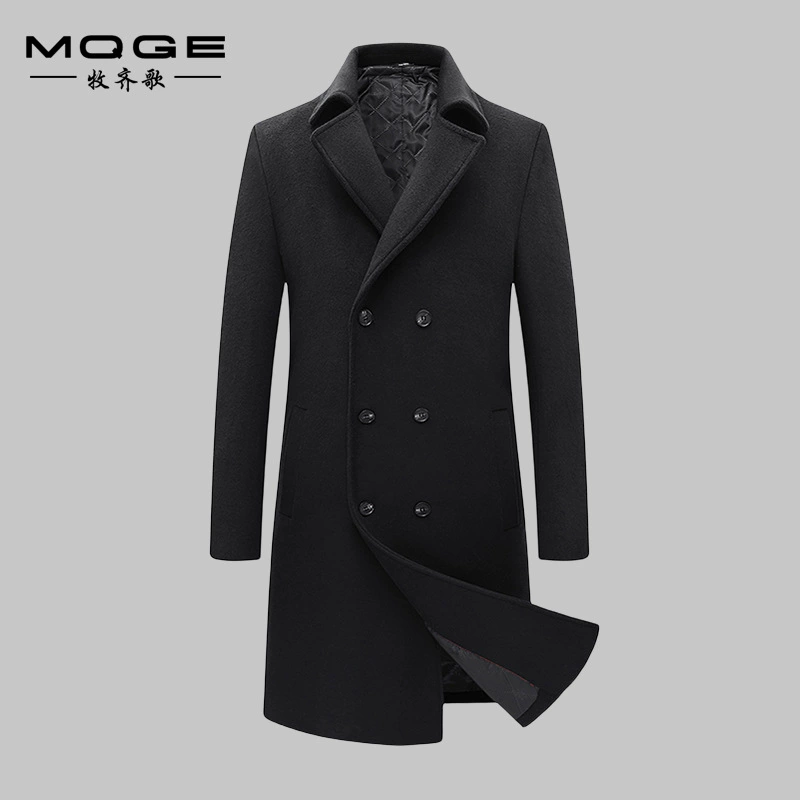 Новое осенне-зимнее мужское шерстяное пальто, тренчкот, мужская удлиненная шерстяная куртка в корейском стиле, приталенная, утепленная.