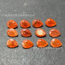 天然金太阳水滴戒面天然太阳石裸石水滴8X6细闪金点晶体首饰镶嵌