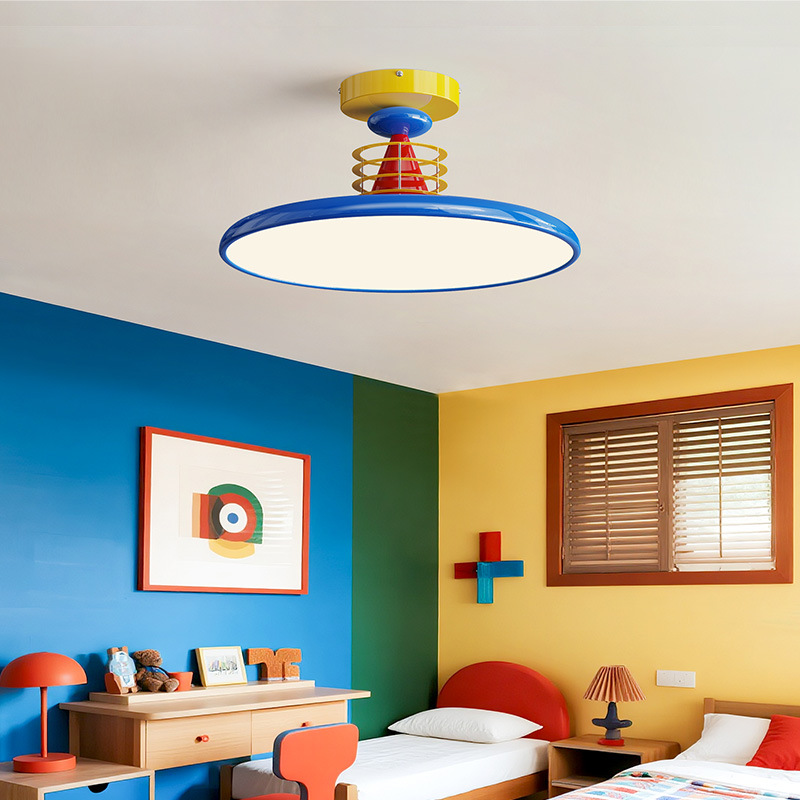 Memphis dormitorio infantil luz de techo chico crema francesa viento color dopamina creativa lámpara de platillo volador 412L