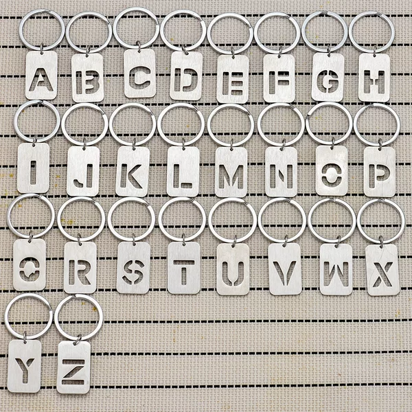New Creative Cut Out 26-Letter Keychain Brushed Military Brand Pendant Car Key Chain Bag Pendant Small Gift