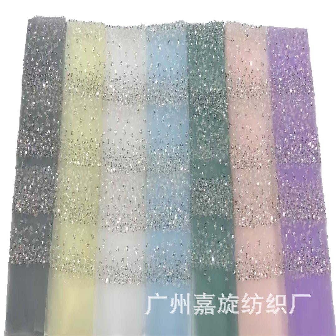 Spot nuevo trébol laminado en forma de tira tela de hilo de red con lentejuelas ligeras velo de boda tela bordada para niños image 6