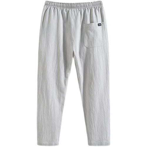 Linen Men's Loose Cotton-Linen Long Pants Thin Men's Casual Pants Summer Linen Pants Trendy Retro Straight Leg Large Size