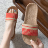 Spring and summer wavy stripes live in the house of the house, the floor -to -skids slippers, the female couple's indoor family four seasons slippers men